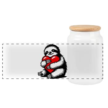 Paresse - Boîte à biscuits avec couvercle en bois - blanc - Devant