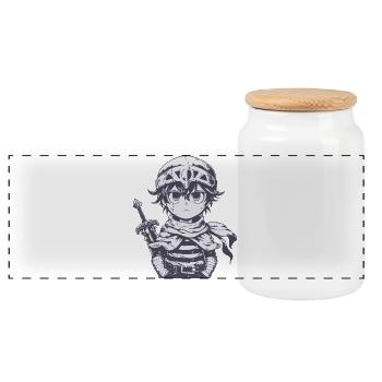 Little Forest Knight with Sword - Panoramic Cookie Jar with Wooden Lid - white - Front