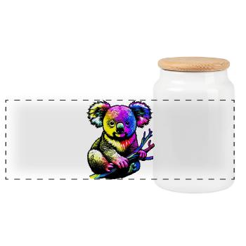 Koala - Boîte à biscuits avec couvercle en bois - blanc - Devant