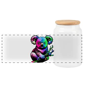 Koala - Boîte à biscuits avec couvercle en bois - blanc - Devant