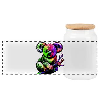 Koala - Panoramic Cookie Jar with Wooden Lid - white - Front