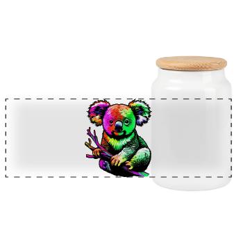 Koala - Panoramic Cookie Jar with Wooden Lid - white - Front