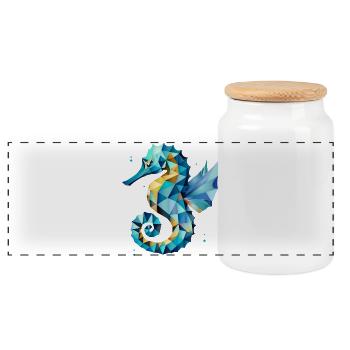 Hippocampe – Beauté mystique des mers - Boîte à biscuits avec couvercle en bois - blanc - Devant