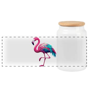 Flamant - Boîte à biscuits avec couvercle en bois - blanc - Devant