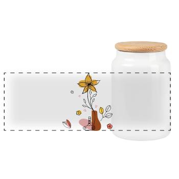 Flower vase - Panoramic Cookie Jar with Wooden Lid - white - Front
