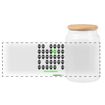 we are already here - Panoramic Cookie Jar with Wooden Lid - white - Front