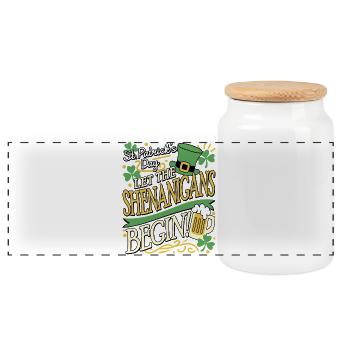 Shenanigans ST. PATRICK'S DAY - Panoramic Cookie Jar with Wooden Lid - white - Front