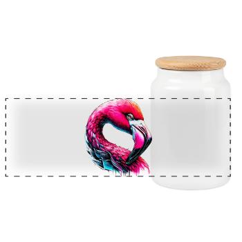 Flamant - Boîte à biscuits avec couvercle en bois - blanc - Devant