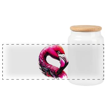 Flamingo - Panoramic Cookie Jar with Wooden Lid - white - Front