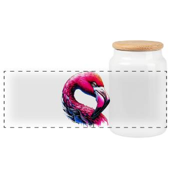 Flamant - Boîte à biscuits avec couvercle en bois - blanc - Devant
