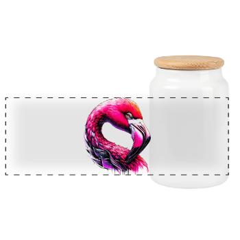 Flamant - Boîte à biscuits avec couvercle en bois - blanc - Devant