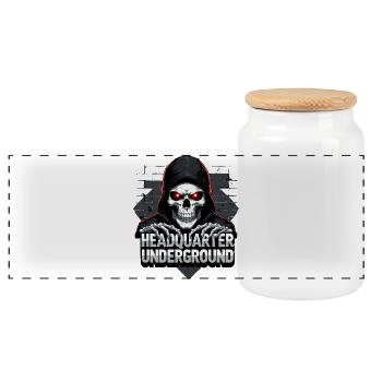 Gangster Skull - Panoramic Cookie Jar with Wooden Lid - white - Front