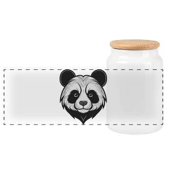 Charmanter Panda Masken-Design - Panorama Keksdose mit Holzdeckel - Weiß - Vorne