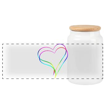 Coeurs Arc-en-ciel - Amour - Boîte à biscuits avec couvercle en bois - blanc - Devant