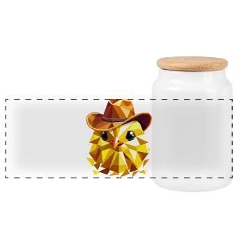 süßes Küken mit einem stylischen Cowboyhut - Panorama Keksdose mit Holzdeckel - Weiß - Vorne