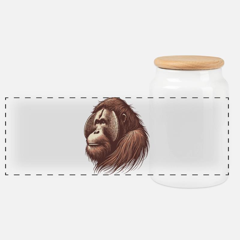 Orang Utan - Panorama Keksdose mit Holzdeckel - Weiß