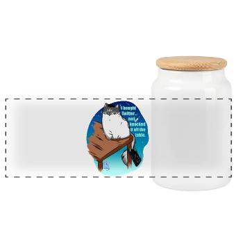 l bought Twitter... and knocked it off the table - Panorama Keksdose mit Holzdeckel - Weiß - Vorne