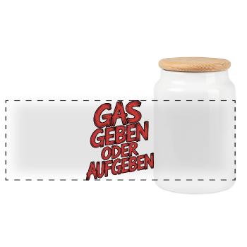 Step on the gas or give up - Panoramic Cookie Jar with Wooden Lid - white - Front