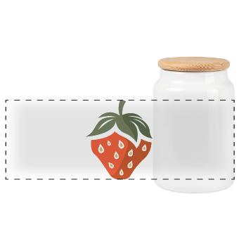 Erdbeere Symbol im Comic und Cartoon Stil - Panorama Keksdose mit Holzdeckel - Weiß - Vorne