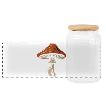 Toadstool Symbol - Nature and Mushrooms - Panoramic Cookie Jar with Wooden Lid - white - Front