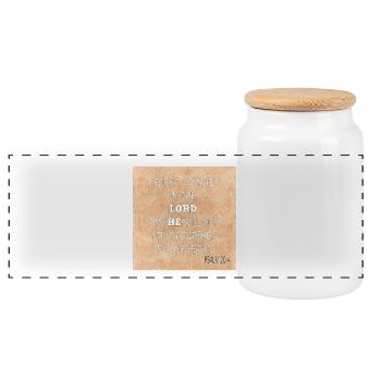 Psalm 20:4 - Panoramic Cookie Jar with Wooden Lid - white - Front