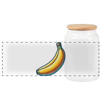 Banane Énergisante en Style Artistique - Boîte à biscuits avec couvercle en bois - blanc - Devant