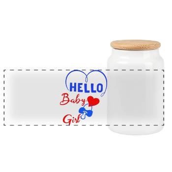Hello Baby Girl - Panorama Keksdose mit Holzdeckel - Weiß - Vorne