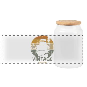 old vintage sailing ship - seas and ocean icon - Panoramic Cookie Jar with Wooden Lid - white - Front