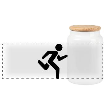 Running Icon | Run Silhouette Sport - Panoramic Cookie Jar with Wooden Lid - white - Front
