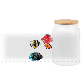 Poissons exotiques - Boîte à biscuits avec couvercle en bois - blanc - Devant