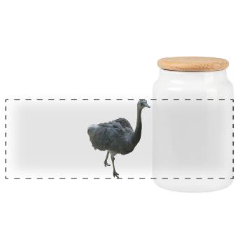 Bird Nandu - Panoramic Cookie Jar with Wooden Lid - white - Front