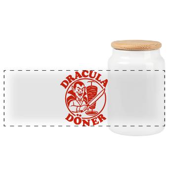 Dracula Kebab - Panoramic Cookie Jar with Wooden Lid - white - Front