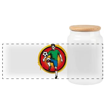 Footballeur puissant – Graphismes de sport rétro - Boîte à biscuits avec couvercle en bois - blanc - Devant