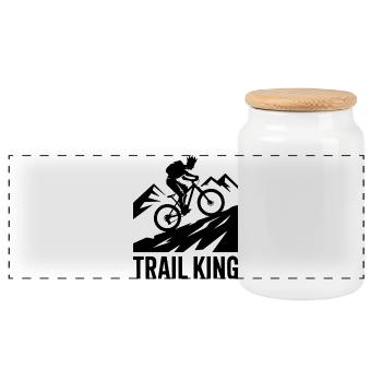 Trail King MTB Crown Silhouette - Panorama Keksdose mit Holzdeckel - Weiß - Vorne