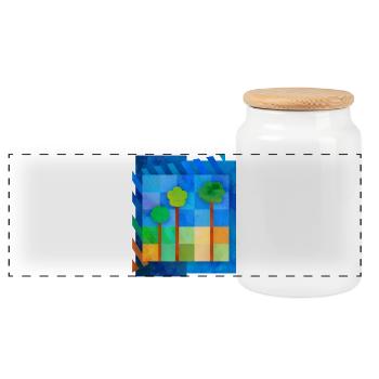Trees (Pattern, Minimal) - Panoramic Cookie Jar with Wooden Lid - white - Front
