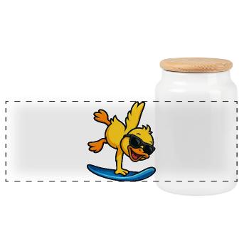 Cool duck surfer sur la plage pour les enfants sports nautiques - Boîte à biscuits avec couvercle en bois - blanc - Devant