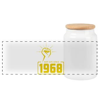 Retro Revolution 1968 T-Shirt Design - Panoramic Cookie Jar with Wooden Lid - white - Front