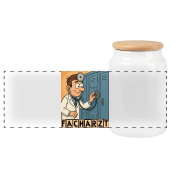 Facharzt by Rico Beck - Panorama Keksdose mit Holzdeckel - Weiß - Vorne