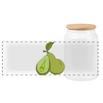 Artistic Pear Illustration - Panoramic Cookie Jar with Wooden Lid - white - Front