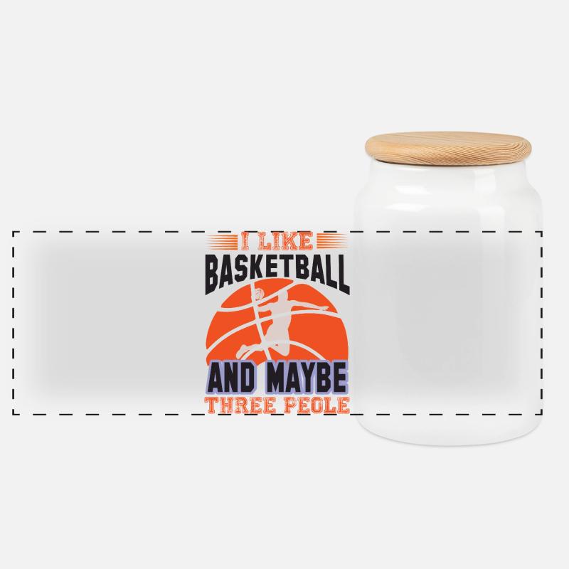 Mi piace il basket e forse tre persone - Biscottiera con coperchio in legno - bianco