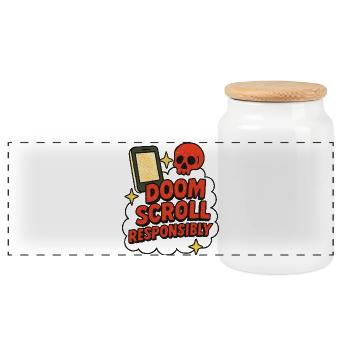 Doomscroll Conception anti-addiction responsable - Boîte à biscuits avec couvercle en bois - blanc - Devant