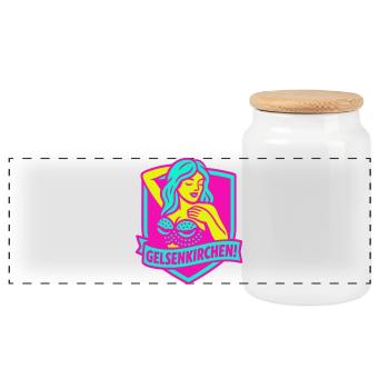 Gelsenkirchen Superstar in pink - Panorama Keksdose mit Holzdeckel - Weiß - Vorne