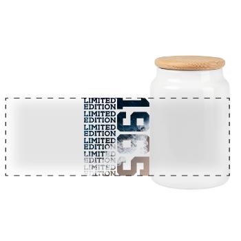 LIMITED EDITION 1965 61 YEARS 61ST BIRTHDAY - Panoramic Cookie Jar with Wooden Lid - white - Front