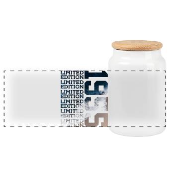 LIMITED EDITION 1955 71 JAHRE 71. GEBURTSTAG - Panorama Keksdose mit Holzdeckel - Weiß - Vorne