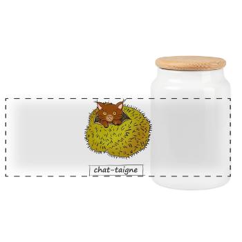 Spider cat - Panoramic Cookie Jar with Wooden Lid - white - Front