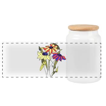 Fleur - Boîte à biscuits avec couvercle en bois - blanc - Devant