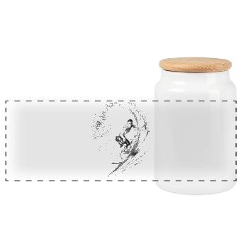 Surfing - Panoramic Cookie Jar with Wooden Lid - white - Front