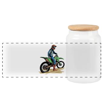 Moto de cross - Boîte à biscuits avec couvercle en bois - blanc - Devant