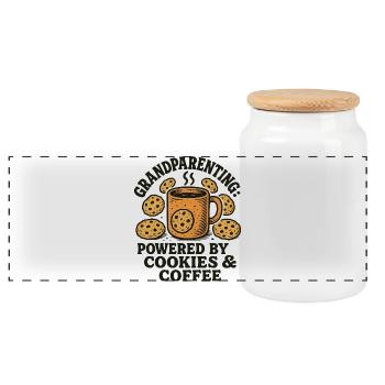 Illustration de biscuits au café pour grands-parents - Boîte à biscuits avec couvercle en bois - blanc - Devant