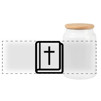 Bible - Panoramic Cookie Jar with Wooden Lid - white - Front